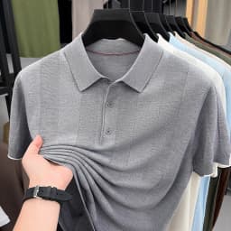 Good Lyocell 59.4% Knit Polo Men 2026 Summer Trendy Breathable Knitwear Short Sleeve Tops Turn Down Collar Linen Knitting Shirt