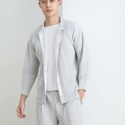 Pleated Long Sleeve Mens Shirt Jacket Simple Lapel Top Coat Jacket Stretch Straight Nine Pants Casual Harlequin Pants Set