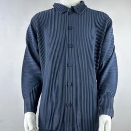 Pleated Long Sleeve Mens Shirt Jacket Simple Lapel Top Coat Jacket Stretch Straight Nine Pants Casual Harlequin Pants Set