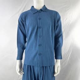 Pleated Long Sleeve Mens Shirt Jacket Simple Lapel Top Coat Jacket Stretch Straight Nine Pants Casual Harlequin Pants Set
