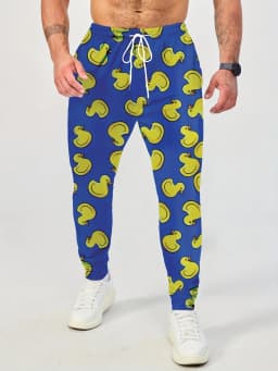Men's 2025 Sweatpants,Yellow duck Graphic Polyester Joggers, Slim Fit Casual Lounge Pants with Pockets, Spring Autumn Streetwear
