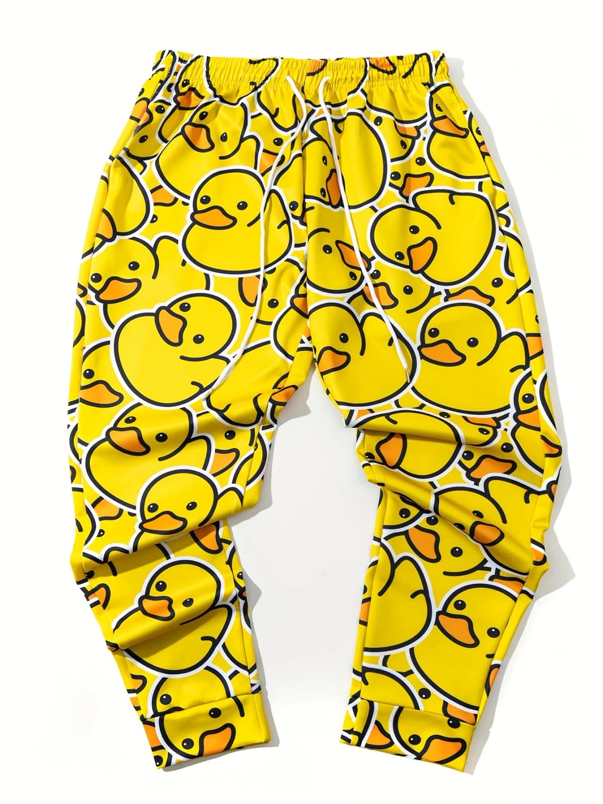 Men's 2025 Sweatpants,Yellow duck Graphic Polyester Joggers, Slim Fit Casual Lounge Pants with Pockets, Spring Autumn Streetwear