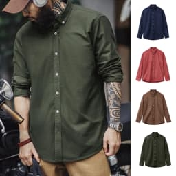 Maden Men's Casual Long Sleeve Shirt Autumn Thin Lightweight Cotton Brushed Fabric Jacket Outerwear Comfortable Everyday Wear