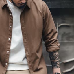 Maden Men's Casual Long Sleeve Shirt Autumn Thin Lightweight Cotton Brushed Fabric Jacket Outerwear Comfortable Everyday Wear