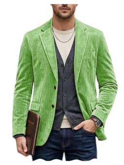 Men's Corduroy Blazer Jacket Casual Double-Sided Snow Cotton Slim Fit Notched Lapel Sport Coat for Business Daily Wear