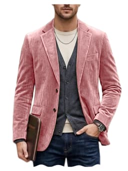 Men's Corduroy Blazer Jacket Casual Double-Sided Snow Cotton Slim Fit Notched Lapel Sport Coat for Business Daily Wear