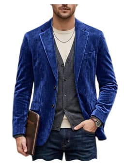 Men's Corduroy Blazer Jacket Casual Double-Sided Snow Cotton Slim Fit Notched Lapel Sport Coat for Business Daily Wear