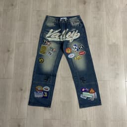 Shinning Diamond Letter Embroidery Badge Baggy Jeans for Men Vintage Straight Loose Casual Denim Trousers Oversized