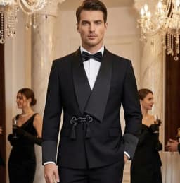 Modern Men's Slim Fit Tuxedo Suit with Tassel Shawl Collar High Quality Groom's Wedding Outfit Jacket And Pants Two-Piece Set