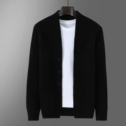 2025 Autumn Winter New Thick Cardigan 100% Pure Wool Men's Versatile Jacket V-Neck Loose Casual Highend Knitted Cashmere Sweater