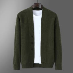 2025 Autumn Winter New Thick Cardigan 100% Pure Wool Men's Versatile Jacket V-Neck Loose Casual Highend Knitted Cashmere Sweater