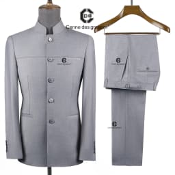 Cenne Des Graoom 2026 Mandarin Collar Suit Traditional Chinese Tunic Clothing Jacket Pants Formal Casual Official Daily Wear