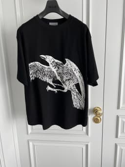 TOP-YAMAMOTO original Design Crow short-sleeved Black printed T-shirt, Japanese niche trendy loose