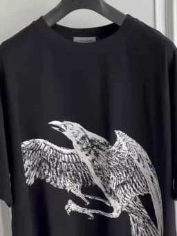 TOP-YAMAMOTO original Design Crow short-sleeved Black printed T-shirt, Japanese niche trendy loose