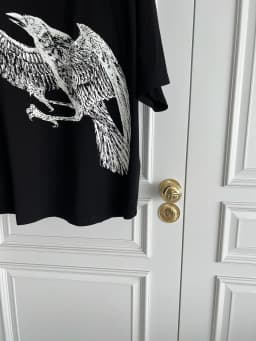 TOP-YAMAMOTO original Design Crow short-sleeved Black printed T-shirt, Japanese niche trendy loose