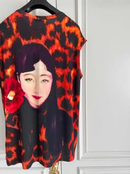 TOP-YAMAMOTO original design leopard print linen sky silk screen red vest undershirt