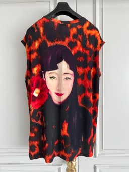 TOP-YAMAMOTO original design leopard print linen sky silk screen red vest undershirt