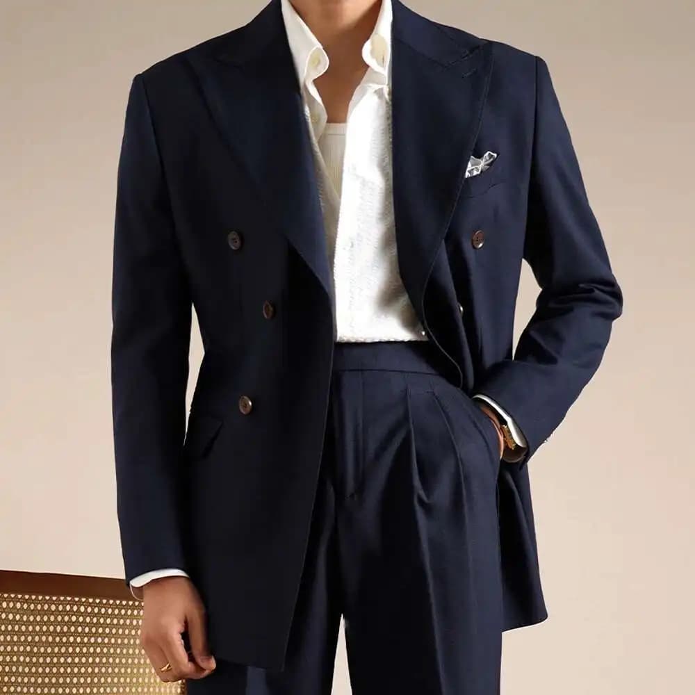 Double Breasted Wedding Suit Men Tuxedo Suit Smoking Homme Mariage Traje Novio 2024 Wool Italian Blazers Suit For Men's Business