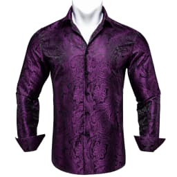 Men's Business Dress Shirts Black Gold Long Sleeve Formal Button-Down Collar Social Slim Fit Shirt Spring Man Casual Blouse