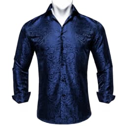 Men's Business Dress Shirts Black Gold Long Sleeve Formal Button-Down Collar Social Slim Fit Shirt Spring Man Casual Blouse