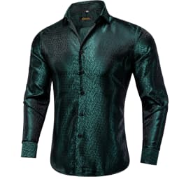 Men's Business Dress Shirts Black Gold Long Sleeve Formal Button-Down Collar Social Slim Fit Shirt Spring Man Casual Blouse