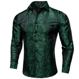 Men's Business Dress Shirts Black Gold Long Sleeve Formal Button-Down Collar Social Slim Fit Shirt Spring Man Casual Blouse