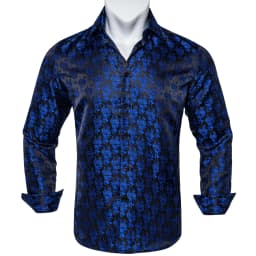 Men's Business Dress Shirts Black Gold Long Sleeve Formal Button-Down Collar Social Slim Fit Shirt Spring Man Casual Blouse