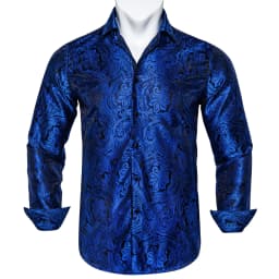 Men's Business Dress Shirts Black Gold Long Sleeve Formal Button-Down Collar Social Slim Fit Shirt Spring Man Casual Blouse