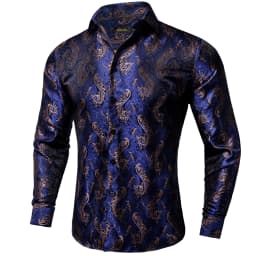 Men's Business Dress Shirts Black Gold Long Sleeve Formal Button-Down Collar Social Slim Fit Shirt Spring Man Casual Blouse