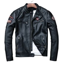2025 New Black Embroidery Skull Motorcycle Leather Jackets Natural Cowhide Moto Jacket Biker Leather Coat Slim Clothing