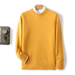 Men's 100% Pure Wool Cashmere Sweater O-Neck Pullover Knit Sweater Autumn and Winter New Long Sleeve High-End Jumpers Thick Tops