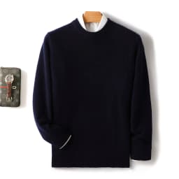 Men's 100% Pure Wool Cashmere Sweater O-Neck Pullover Knit Sweater Autumn and Winter New Long Sleeve High-End Jumpers Thick Tops