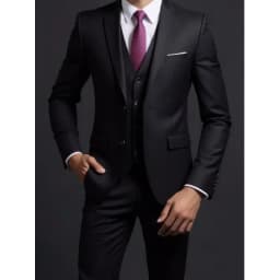 Suit (Blazer+ Vest + Trousers) Men's Fashionable Gentleman Business British Style Solid-color Banquet Host Casual Wedding Suit