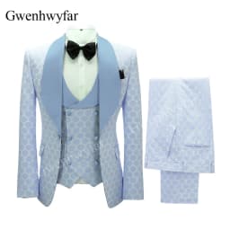 Gwenhwyfar New Polka Dot Suit for Men Custom Made Shawl Lapel Blazer Vest with Pants 2027 Fashion Wedding Tuxedos Groomsmen Wear