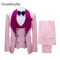 Gwenhwyfar New Polka Dot Suit for Men Custom Made Shawl Lapel Blazer Vest with Pants 2027 Fashion Wedding Tuxedos Groomsmen Wear
