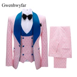 Gwenhwyfar New Polka Dot Suit for Men Custom Made Shawl Lapel Blazer Vest with Pants 2027 Fashion Wedding Tuxedos Groomsmen Wear