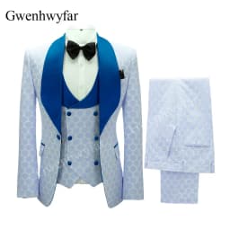Gwenhwyfar New Polka Dot Suit for Men Custom Made Shawl Lapel Blazer Vest with Pants 2027 Fashion Wedding Tuxedos Groomsmen Wear