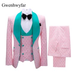 Gwenhwyfar New Polka Dot Suit for Men Custom Made Shawl Lapel Blazer Vest with Pants 2027 Fashion Wedding Tuxedos Groomsmen Wear
