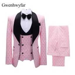 Gwenhwyfar New Polka Dot Suit for Men Custom Made Shawl Lapel Blazer Vest with Pants 2027 Fashion Wedding Tuxedos Groomsmen Wear