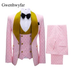 Gwenhwyfar New Polka Dot Suit for Men Custom Made Shawl Lapel Blazer Vest with Pants 2027 Fashion Wedding Tuxedos Groomsmen Wear