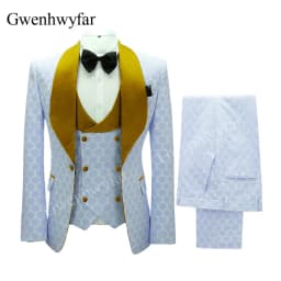 Gwenhwyfar New Polka Dot Suit for Men Custom Made Shawl Lapel Blazer Vest with Pants 2027 Fashion Wedding Tuxedos Groomsmen Wear