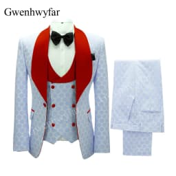 Gwenhwyfar New Polka Dot Suit for Men Custom Made Shawl Lapel Blazer Vest with Pants 2027 Fashion Wedding Tuxedos Groomsmen Wear
