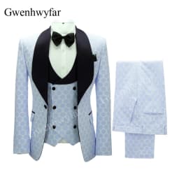 Gwenhwyfar New Polka Dot Suit for Men Custom Made Shawl Lapel Blazer Vest with Pants 2027 Fashion Wedding Tuxedos Groomsmen Wear