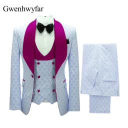 Gwenhwyfar New Polka Dot Suit for Men Custom Made Shawl Lapel Blazer Vest with Pants 2027 Fashion Wedding Tuxedos Groomsmen Wear