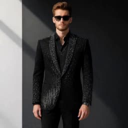 Customized Shiny Rhinestones Diamond Men Suits 2 Pieces Sets Ropa Hombre Peaked Lapel Groom Tuxedos Male Party Prom Blazer