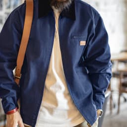 Maden Men's Retro J001 Detroit Jacket Lapel Collar Hunting Coat Heavyweight Canvas Work Jackets with Zipper for Spring Fall