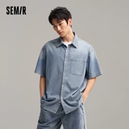 Semir Short Sleeve Shirt Men 2024 New Summer Version Trendy Vintage Denim Jacket