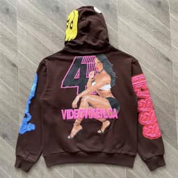 Frosted Print on Colorful Cartoon Rabbit Pullover Men Women High Quality Hoodie