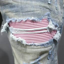 Y2K fashion new jeans with full elasticity, slim fit and hole stitching, leather with red patches, washed retro jeans, hip-hop b