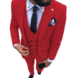 Mens suits Wave point Three Pieces Men Dress Suits Casual Commuter office business suits For Wedding(Blazer+Vest+Pants)